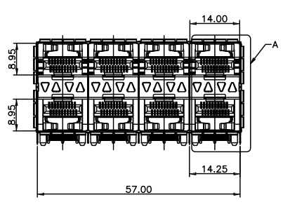 UL Rohs SFP Cage Connector 2x4 Integrated / 0.5 A QSFP Cage TMSFPX24EXXX4