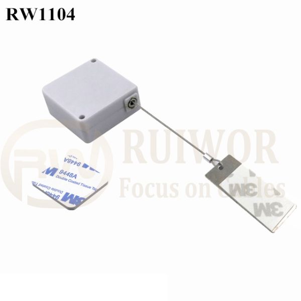 RW1104 Square Retail Security Tether Plus 45X19mm Rectangular Sticky Metal Plate