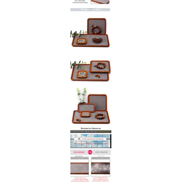 Red Edge Wooden Jewelry Display Props Super Fiber Lining Exhibition Display Trays