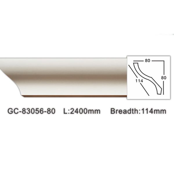 GC-83056 Pollution Free Coastal Villas Polyurethane Smooth Plain Pre-Painted Crown Moulding