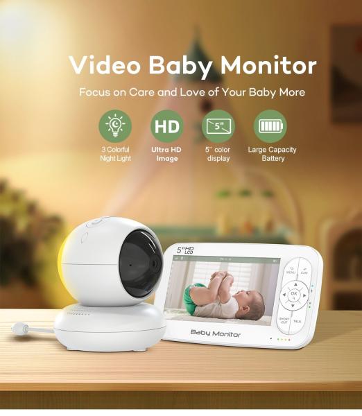 5 Inch Wireless Baby Monitor with 2.4GHz FHSS and Night Vision