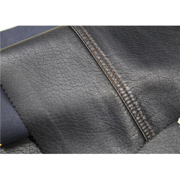 Custom PU Synthetic Leather , Black Washed Polyurethane Leather Fabric