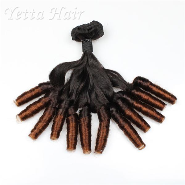 Weave natural indiano do cabelo de Funmi, extensões do cabelo humano de Ombre com onda espiral