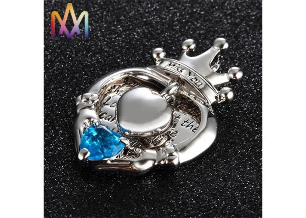 43G Crown Engraved Urn Necklace Charms For Loved Animals
