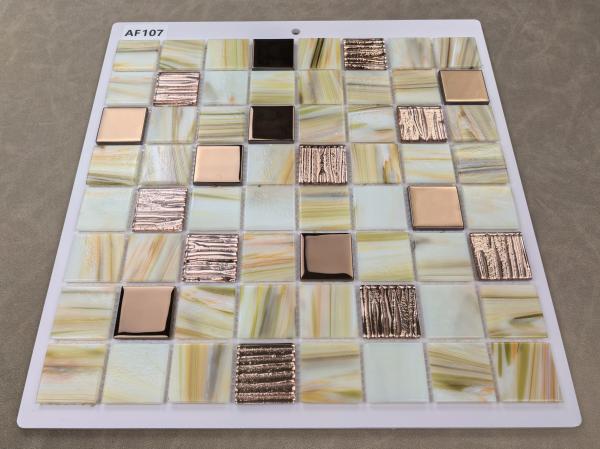 Mosaicos de vidrio para pared interior y piscina de 304x304mm, color ladrillo refractario y antideslizante, para construcción