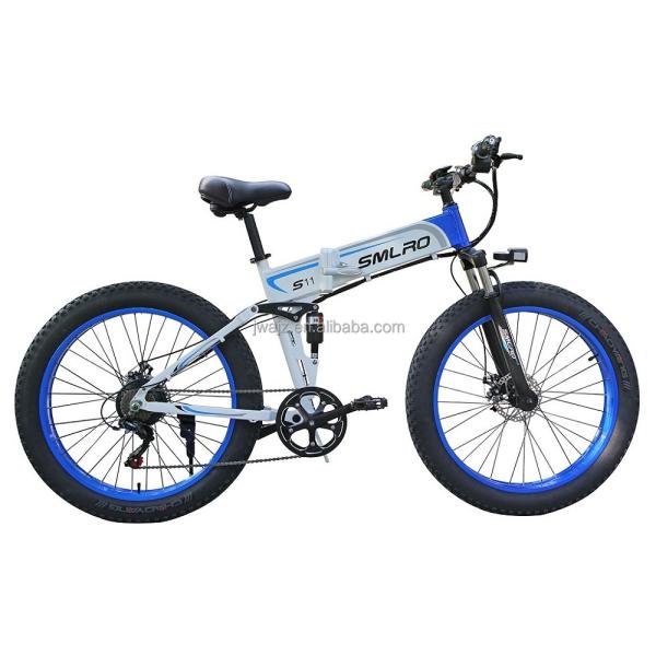 Electric Bike Fat Tire Folding 13AH SMLRO S11 26x4.0 Inch 48V 1000W Motor 7 Speed