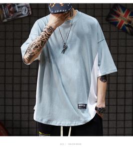 Camiseta de algodão lisa solta ombro larga XS a XXL Hip Hop para homens