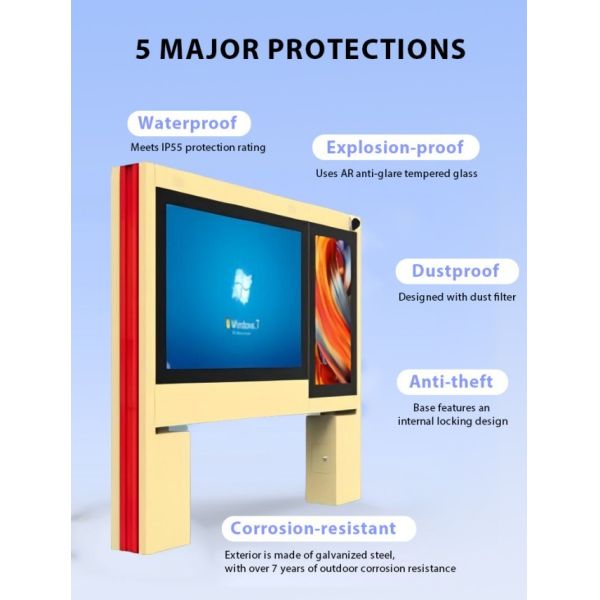 75 inch high brightness waterproof ultra clear LCD advertising screen floor standing outdoor advertising machine