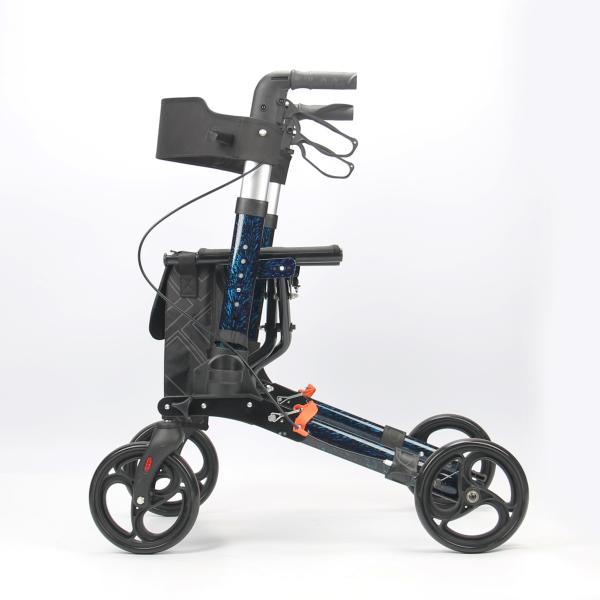 Supermarket Mobility Walking Aids Convenient Push Cart With Seat Basket