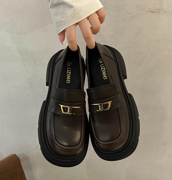 Casual School Leather Shoes Thick Soled Uniform Leather Shoes For Girls
