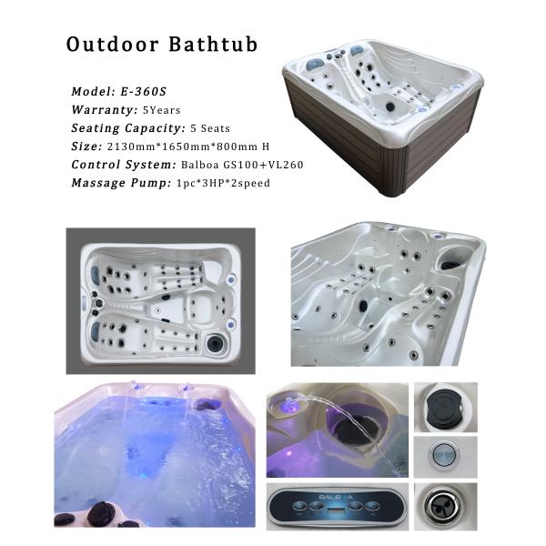 Home Outside Mutil Funtion Waterfall Whirlpool Massage Hot Tub