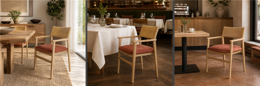 WOVEN ROPE BACK DINING ARMCHAIR CYC-007