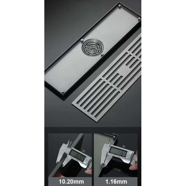 Matte Silver Stainless Steel Linear Shower Drain With Removable Pattern Grate