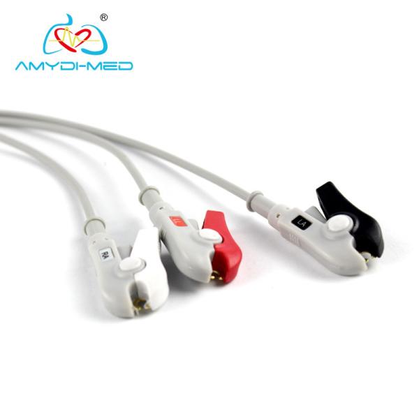 3 Lead Clip Lead Wires ECG Medical TPU Patient Cable For ECG Machine