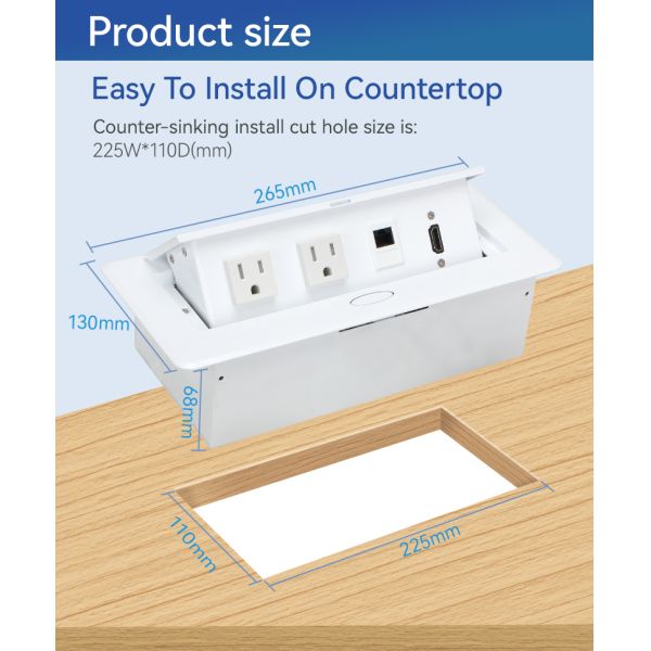 RJ45 HDMI Power Tabletop Pop Up Socket Box Outlets For Office Desks