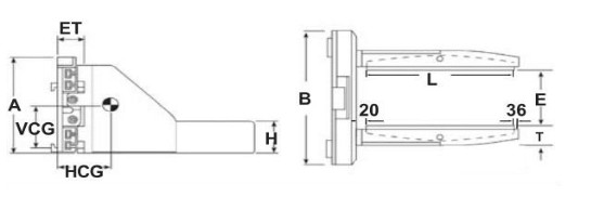 Abrazaderas de fijación con abrazadera confiables del bloque del acero de carbono de los accesorios de la carretilla elevadora con la longitud 1200m m del brazo