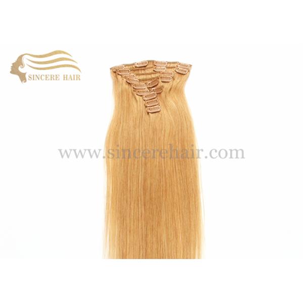 Top Quality 24 Inch Blonde #613 Remy Human Hair Weft Extensions For Sale 50 CM Clip In Hair Extensions for sale - 20