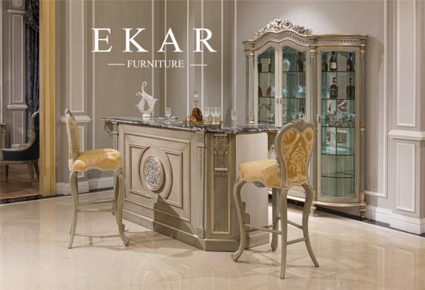 Luxury Home Furniture Livingroom Glass Cabinet Single Door Handcarved Decorative Cabinet