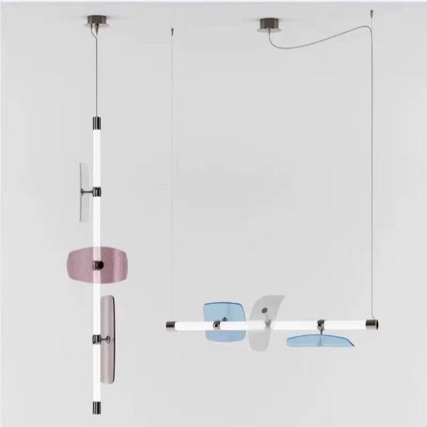 Chandelier à barres longues moderne pour salles à manger lampe suspendue en verre postmoderne de chambre