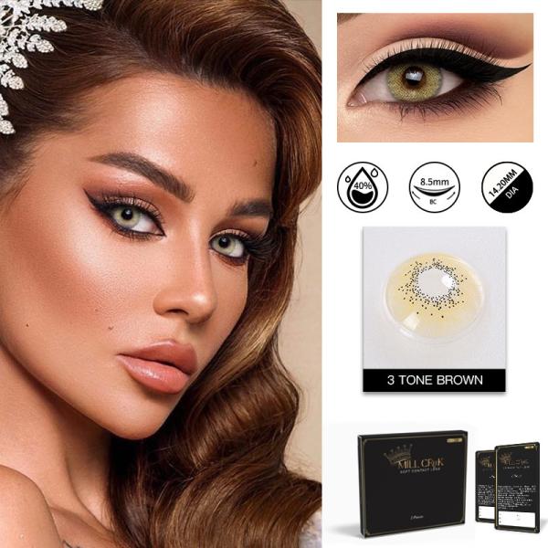 Real Looking Tri Color Contact Lenses Most Natural Colored 14.2mm