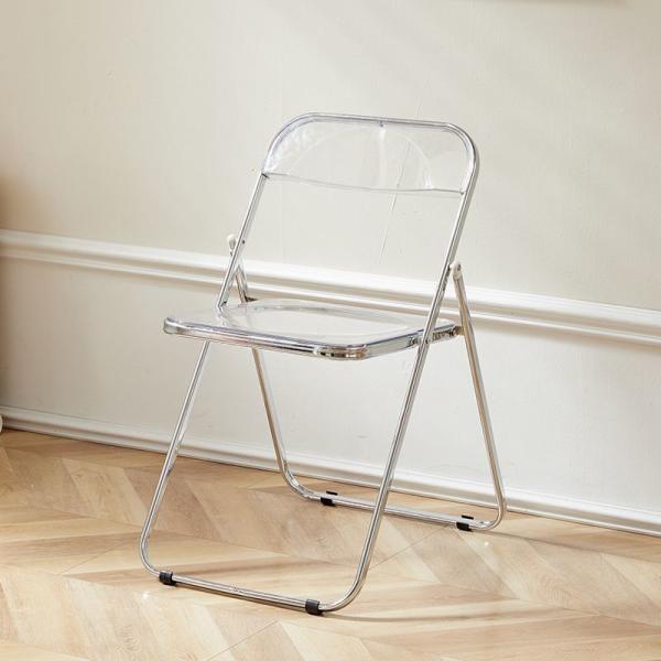 Modern Acrylic Stackable, Plastic Folding Dining Room Armless Home Comfortable Event Chair, Clear, Transparent