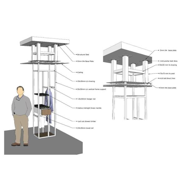Stainless Steel Clothing Hanging Shelf , Sheet Metal Fabrication