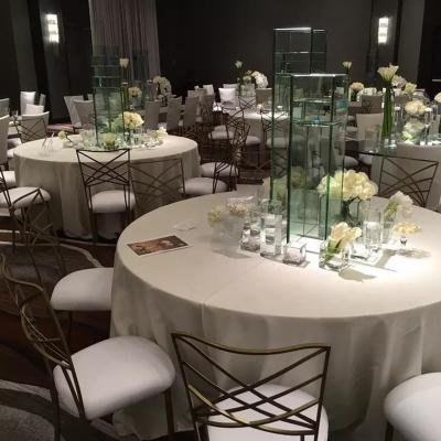 Hotel Ballroom Metal Wedding Chair Stainless Steel Banquet Chair 34.4 Inch Height