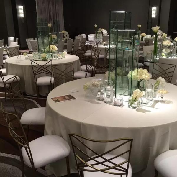 Hotel Ballroom Metal Wedding Chair Stainless Steel Banquet Chair 34.4 Inch Height