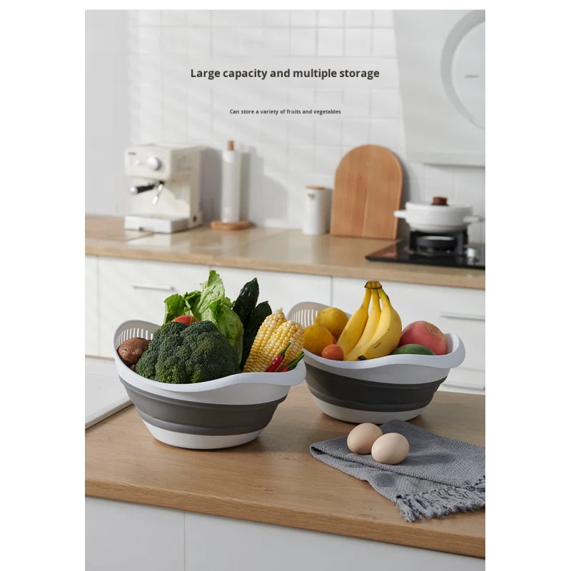 Muti-functional Eco-friendly Modern Foldable Design Silicone Folding Dish Storge Basket for Home Kitchen Food Storage