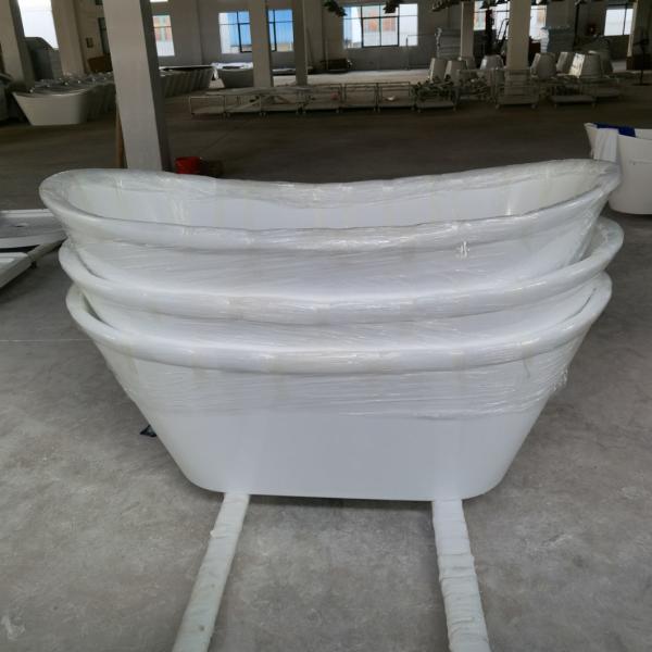 Center Drain Location Luxury Straight Acrylic Freestanding Bathtub with Hand Control