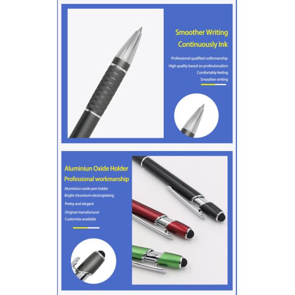 Écran tactile stylo à bille en aluminium en métal 2 en 1 stylo à bille Maggi Multi-Colours Logo