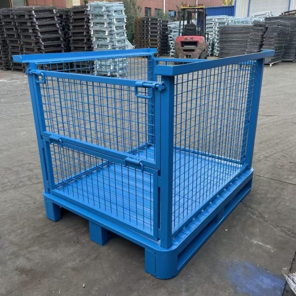 Storage Pallet Wire Mesh Container Lockable Pallet Cages Transport Box Basket Container