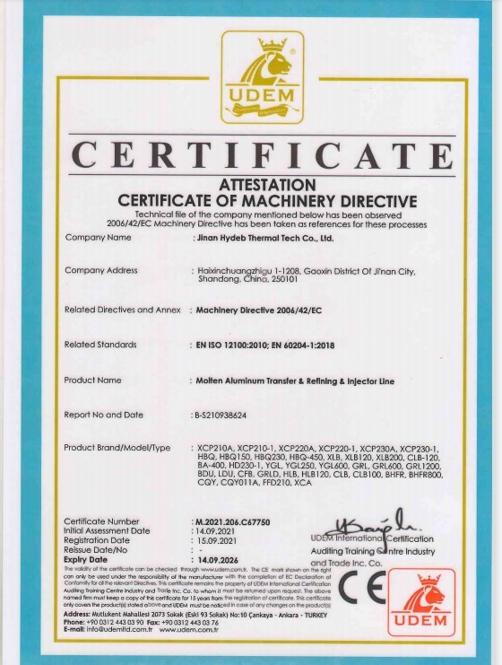 Jinan Hydeb Thermal Tech Co., Ltd. Сертификации
