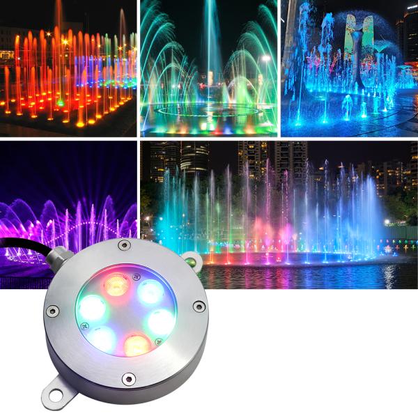 Led Fountain Ring Light 6W 18W RGB DMX Control LED Color Change IP68 Waterproof With Optional Accessories