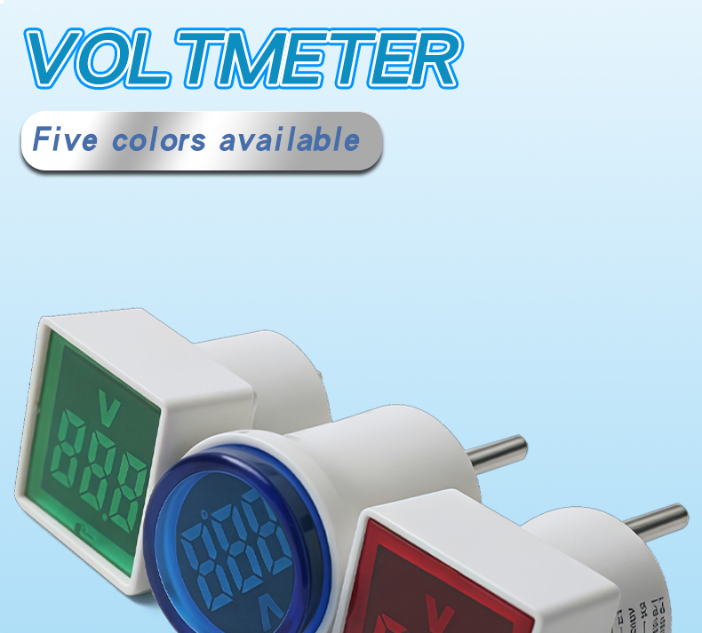 European Standard Small Panel Meters Digital LED Display Indicator with Universal Square Plug Voltmeter