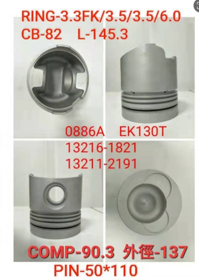 Cylinder Liner Piston 13211-2191 Engine Bearing And Cylinder Gasket 1111-1700 Of Hino EK130 Diesel Generator Set