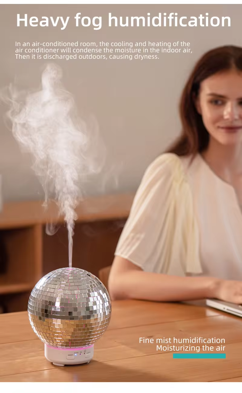 Factory Supply 100ml Rotation Disco Ball Essential Oil Diffuser Mirror Ball 3D Glass Humidifier Ultrasonic Aroma Diffusers
