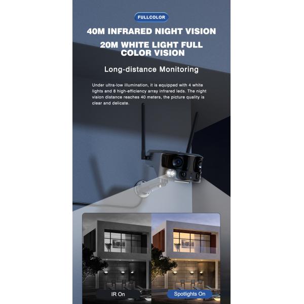 Eight Million Horizontal Articulation Outdoor Solar Camera Wifi Dual Lens CCTV Camera