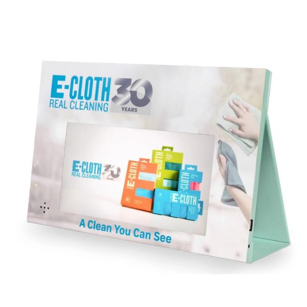 plug-in video shelf talker display with custom print 10 inch video loop display