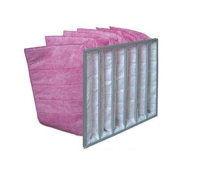 F8 F9 Bag Pocket Air Filter Galvanized Steel Aluminium Frame Yellow White Pink For Industry Factory