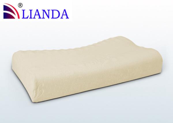 Good Night Memory Foam Pillow With Wavy Humps Visco Elastic Core And Beige Velour Cover