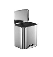 11.5L*2 Stainless Steel Soft Close Square Pedal Trash Bin for Living Room and Office Silver Foot Pedal Structure Design