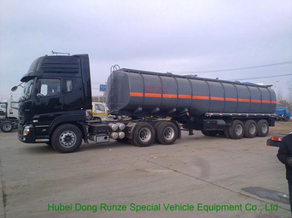 Tri Axles Caustic Soda Chemical Delivery Truck For 30 - 45MT Sodium Hydroxide