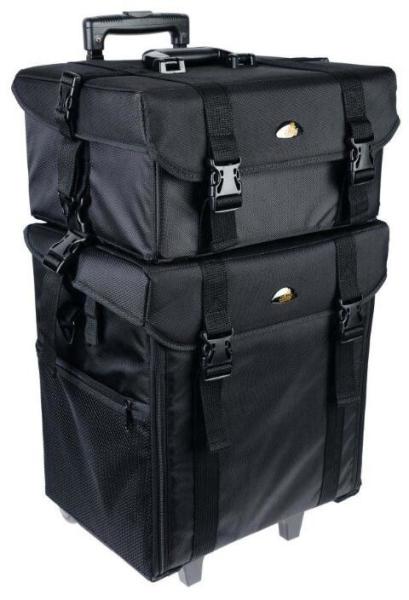 Stackable Adjustable Makeup Soft Trolley Case , Makeup Beauty Trolley Black Color