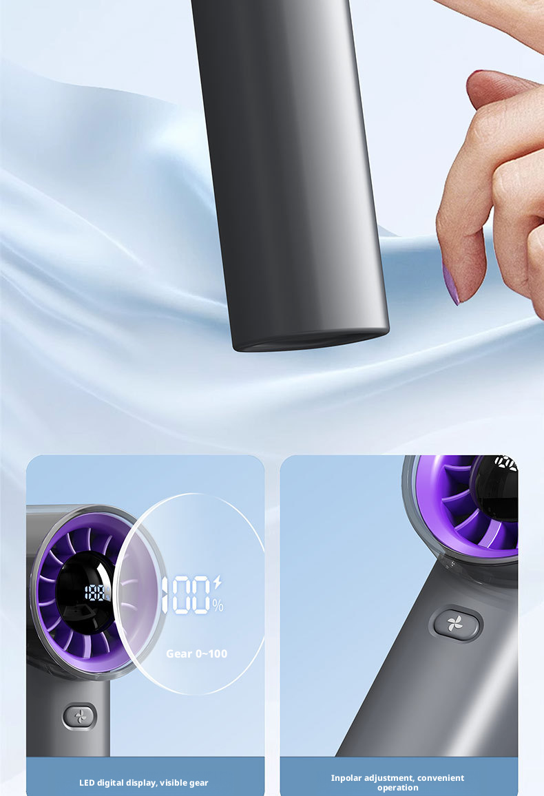 High Speed Quiet Mini Portable Fan With 3000mAh Battery Handheld USB Blower Fan