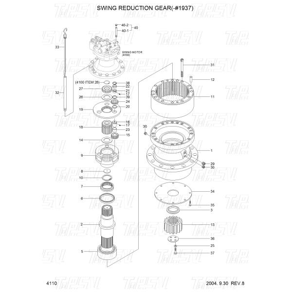 R210-7 Hyundai Excavator Swing Gear Box Catalog 31N6-10150 Planetary Reducer