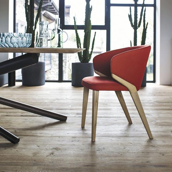 Modern Solid Ash Wood Frame Accent Chair Linen Fabric Nora Armchair