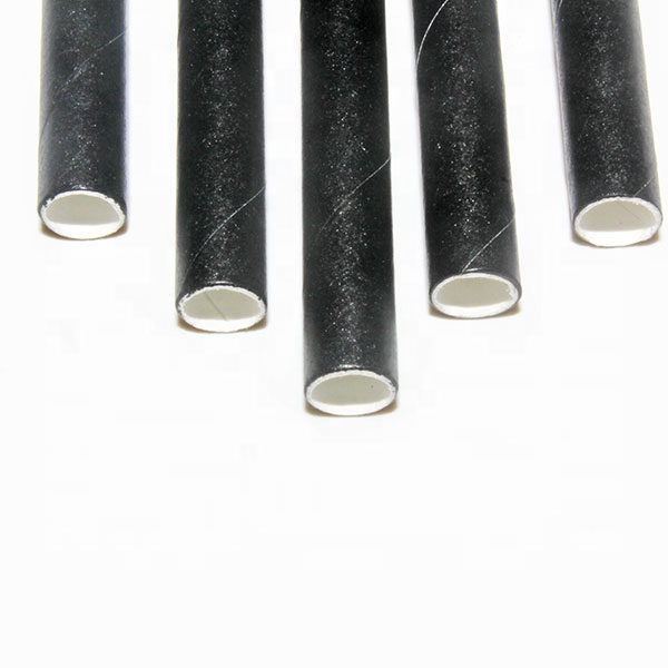 250pcs Biodegradable Customized Logo Black Paper Straws 197mm for Eco Friendly Products