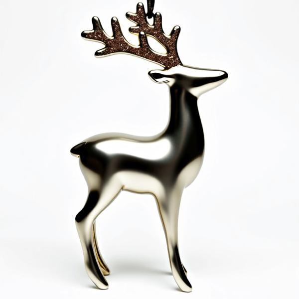 Antique Metallic Plating Reindeer Ornament With Glitter Accents