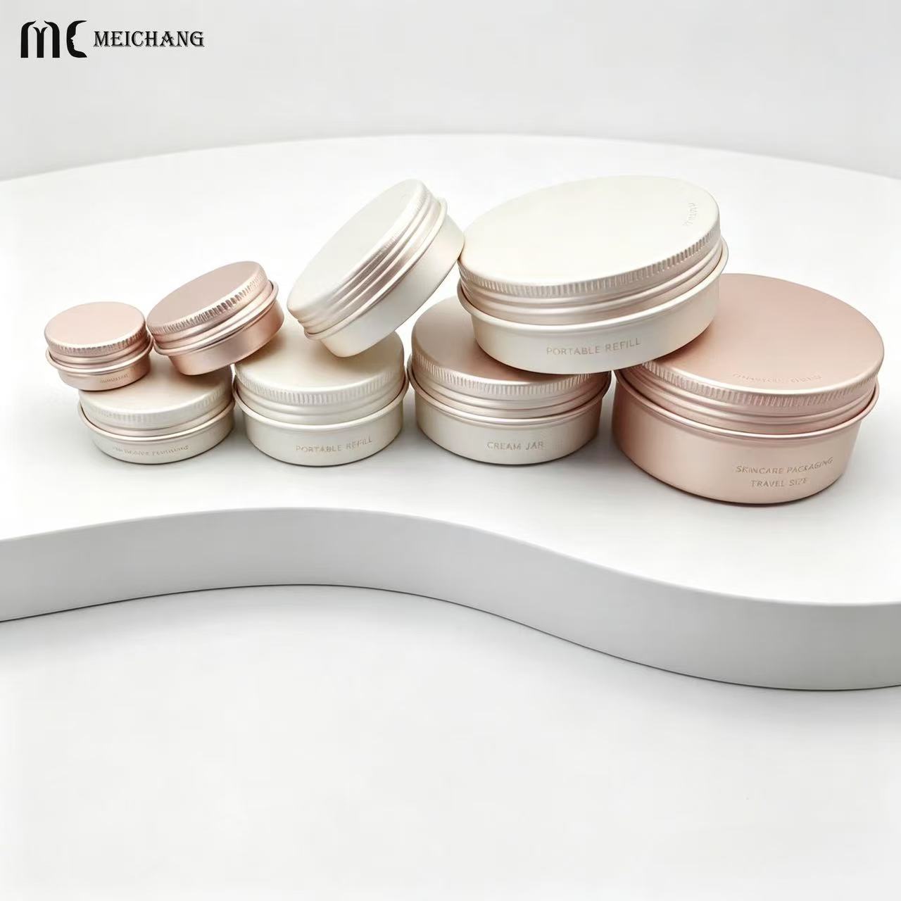 5-80g Refillable Round Aluminum Jar with Screw Lid for Solid Balm Packaging(MC-806)